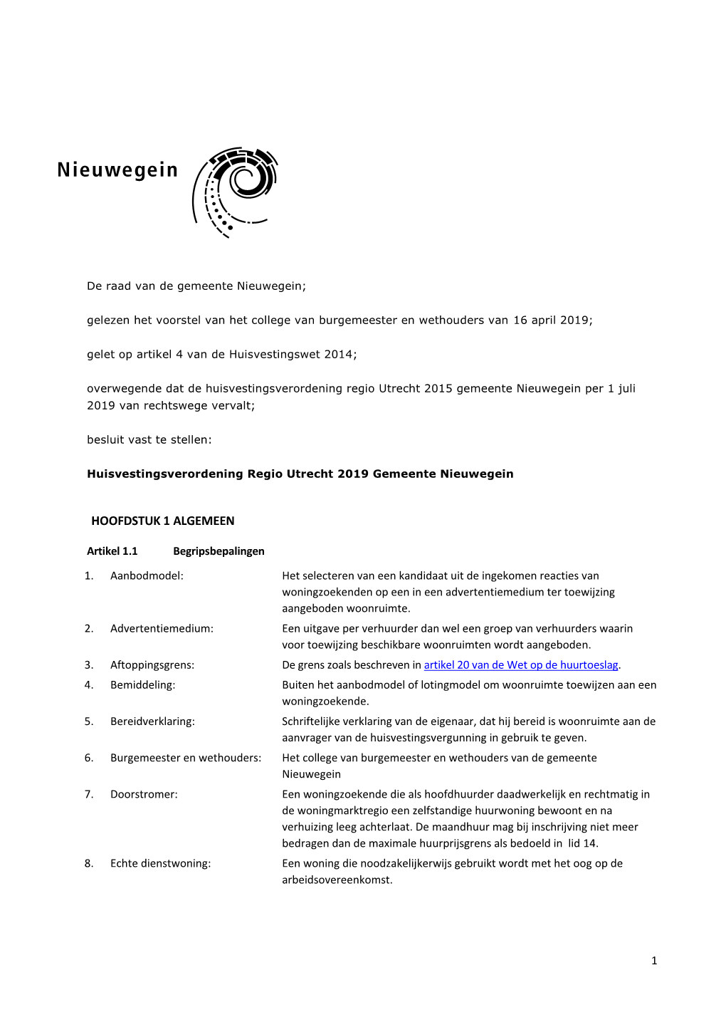 Raadsbesluit Huisvestingsverordening 2019.Docx