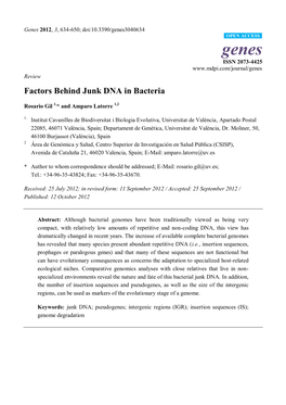 Factors Behind Junk DNA in Bacteria