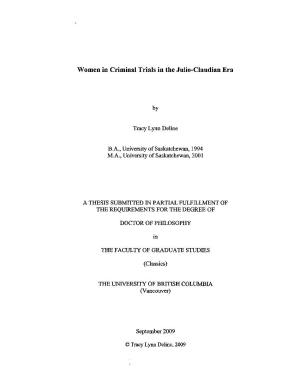 Women in Criminal Trials in the Julio-Claudian Era
