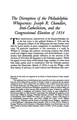 The Disruption of the Philadelphia Whigocracy: Joseph R