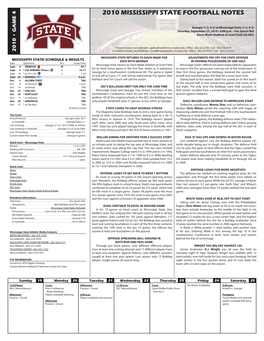 2010 Mississippi State Football Notes