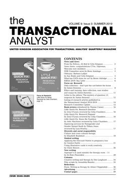 Transactional Analyst United Kingdom Association for Transactional Analysis’ Quarterly Magazine