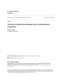 The Role of a School Social Worker from an Administrator's Perspective