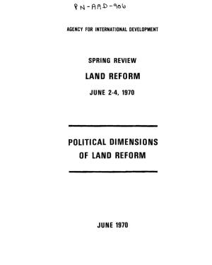 Land Reform Political Dimensions of Land Reform