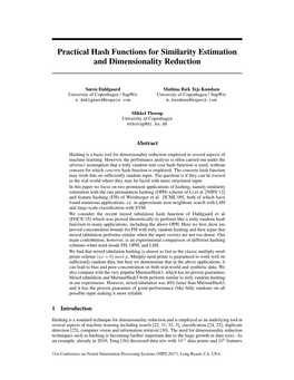 Practical Hash Functions for Similarity Estimation and Dimensionality Reduction