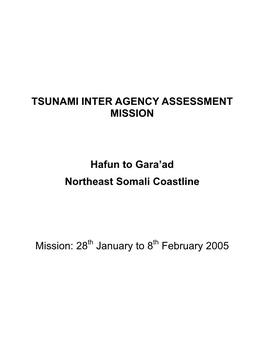 Report of the Tsunami Inter Agency Assessment Mission, Hafun to Gara
