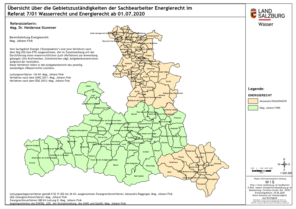 Übersicht Über Die Gebietszuständigkeiten Der Sachbearbeiter Energierecht Im Referat 7/01 Wasserrecht Und Energierecht Ab 01.07.2020