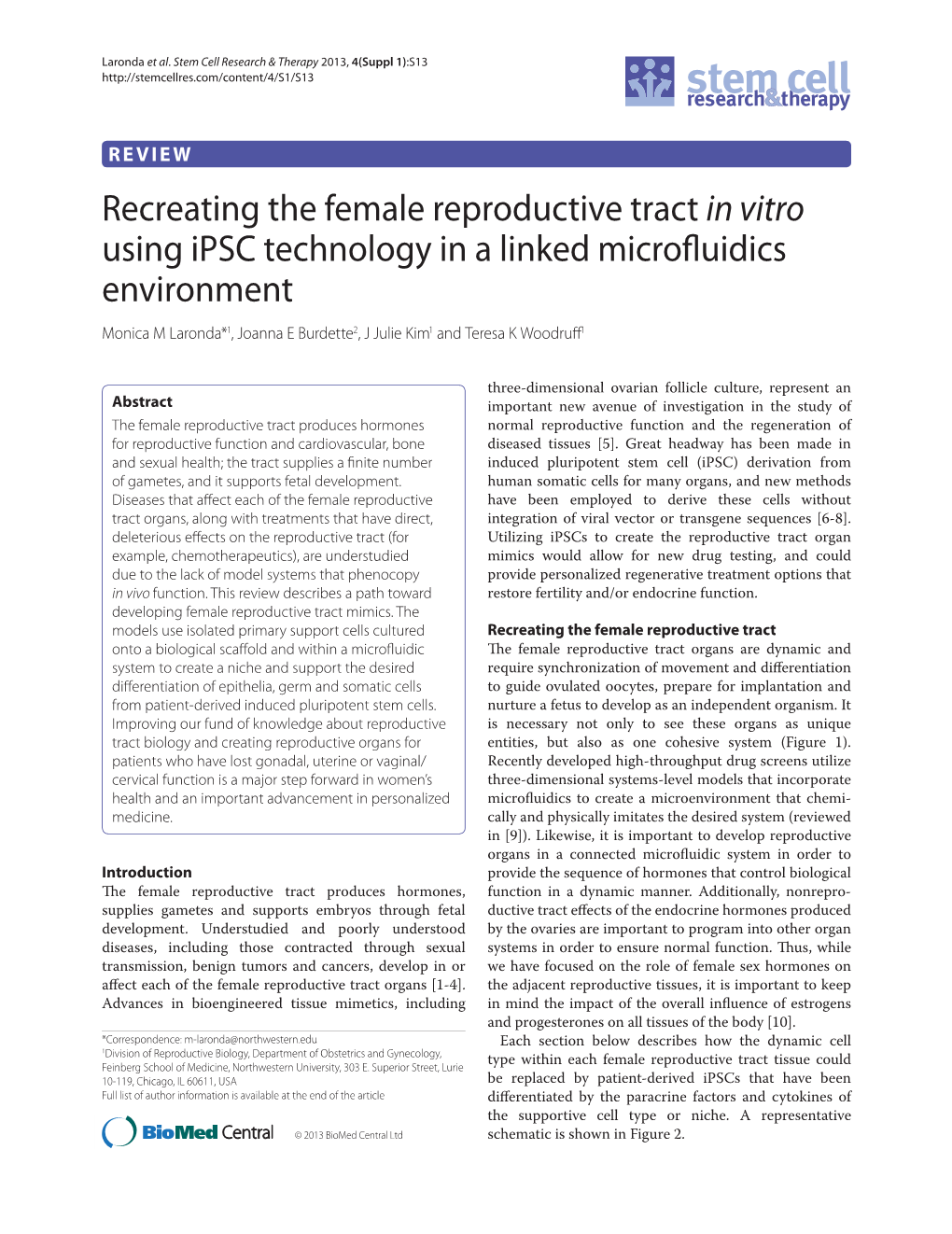 VIEW Recreating the Female Reproductive Tract in Vitro Using Ipsc Technology in a Linked Microfl Uidics Environment