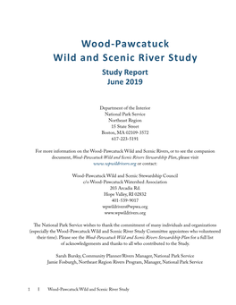 Wood-Pawcatuck Wild and Scenic River Study, Study Report, 2019