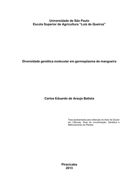 Diversidade Genética Molecular Em Germoplasma De Mangueira