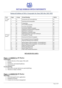 Detailed Syllabus