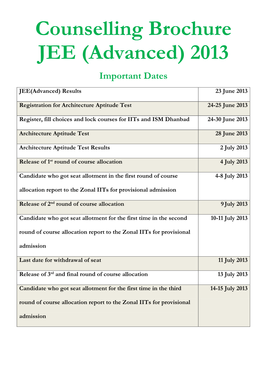 Counselling Brochure JEE (Advanced) 2013
