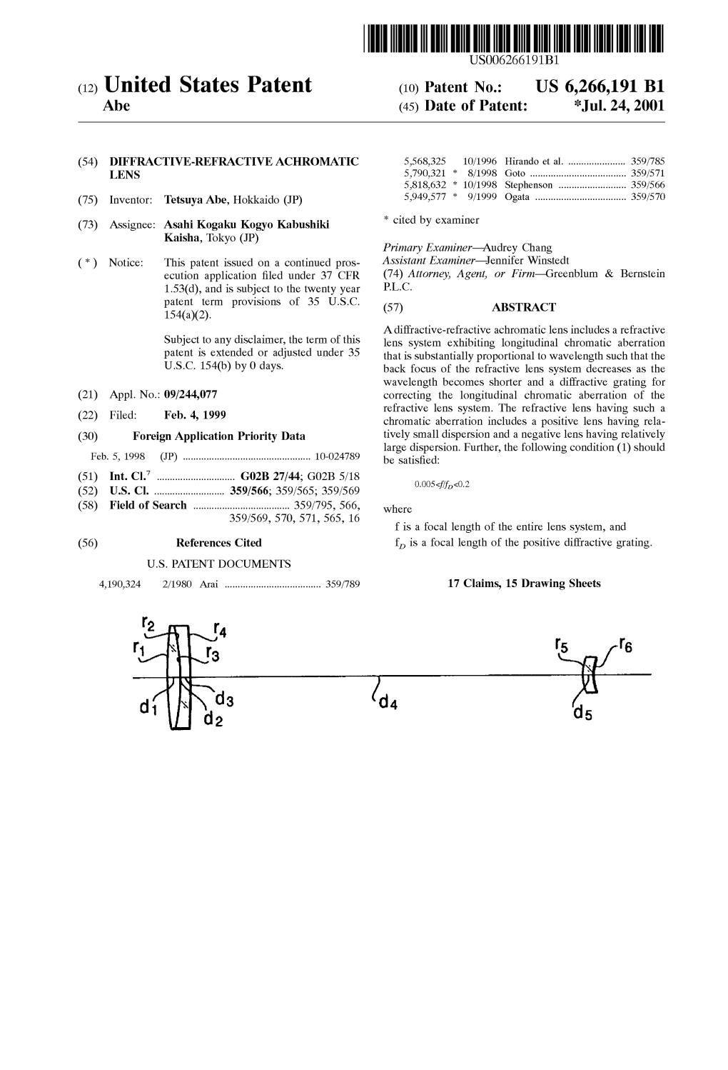 (12) United States Patent (10) Patent No.: US 6,266,191 B1 Abe (45) Date of Patent: *Jul