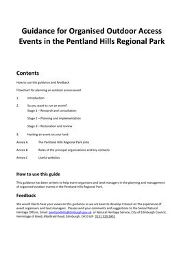 Guidance for Organised Outdoor Access Events in the Pentland Hills Regional Park
