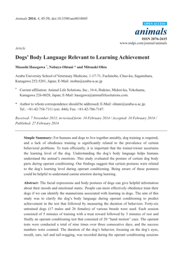 Dogs' Body Language Relevant to Learning Achievement