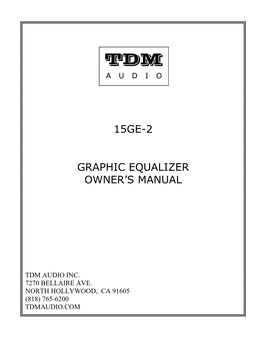 15Ge-2 Graphic Equalizer Owner's Manual