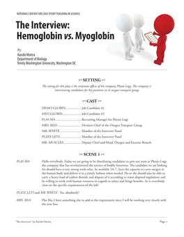 The Interview: Hemoglobin Vs. Myoglobin