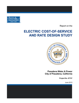Electric Cost-Of-Service and Rate Design Study