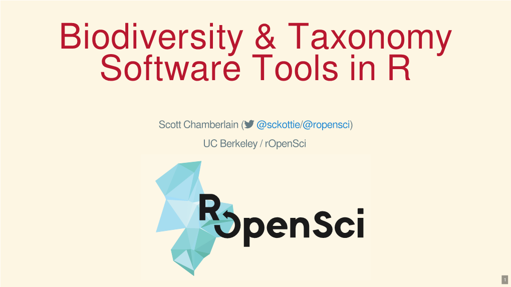 Biodiversity & Taxonomy Software Tools in R