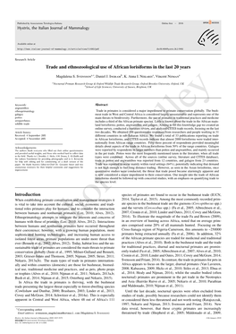 Trade and Ethnozoological Use of African Lorisiforms in the Last 20 Years