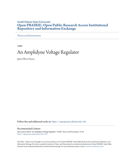 An Amplidyne Voltage Regulator Junis Oliver Storry