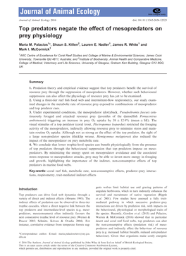 Top Predators Negate the Effect of Mesopredators on Prey Physiology