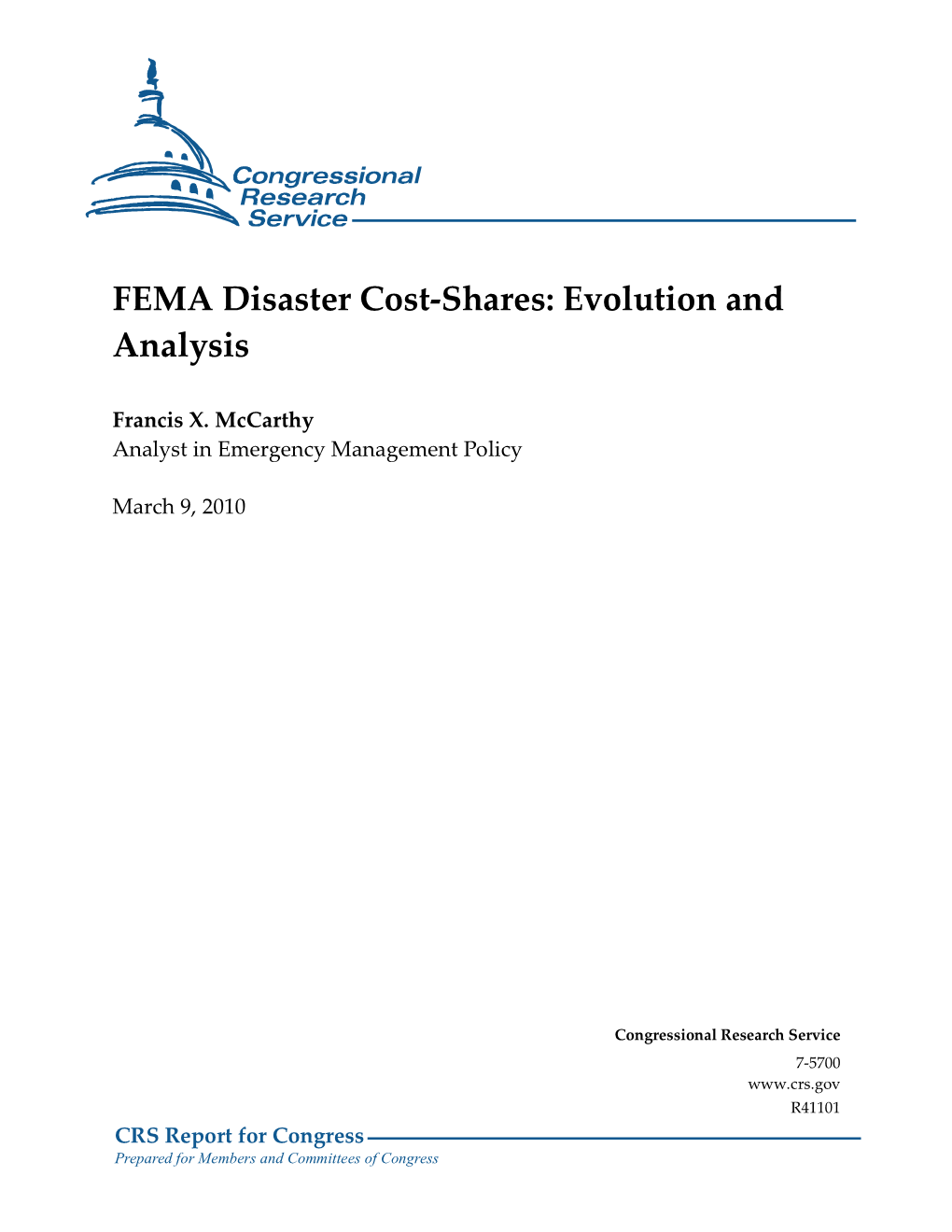 FEMA Disaster Cost-Shares: Evolution and Analysis