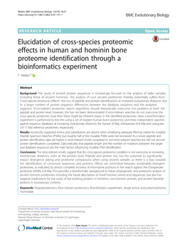 Elucidation of Cross-Species Proteomic Effects in Human and Hominin Bone Proteome Identification Through a Bioinformatics Experiment F