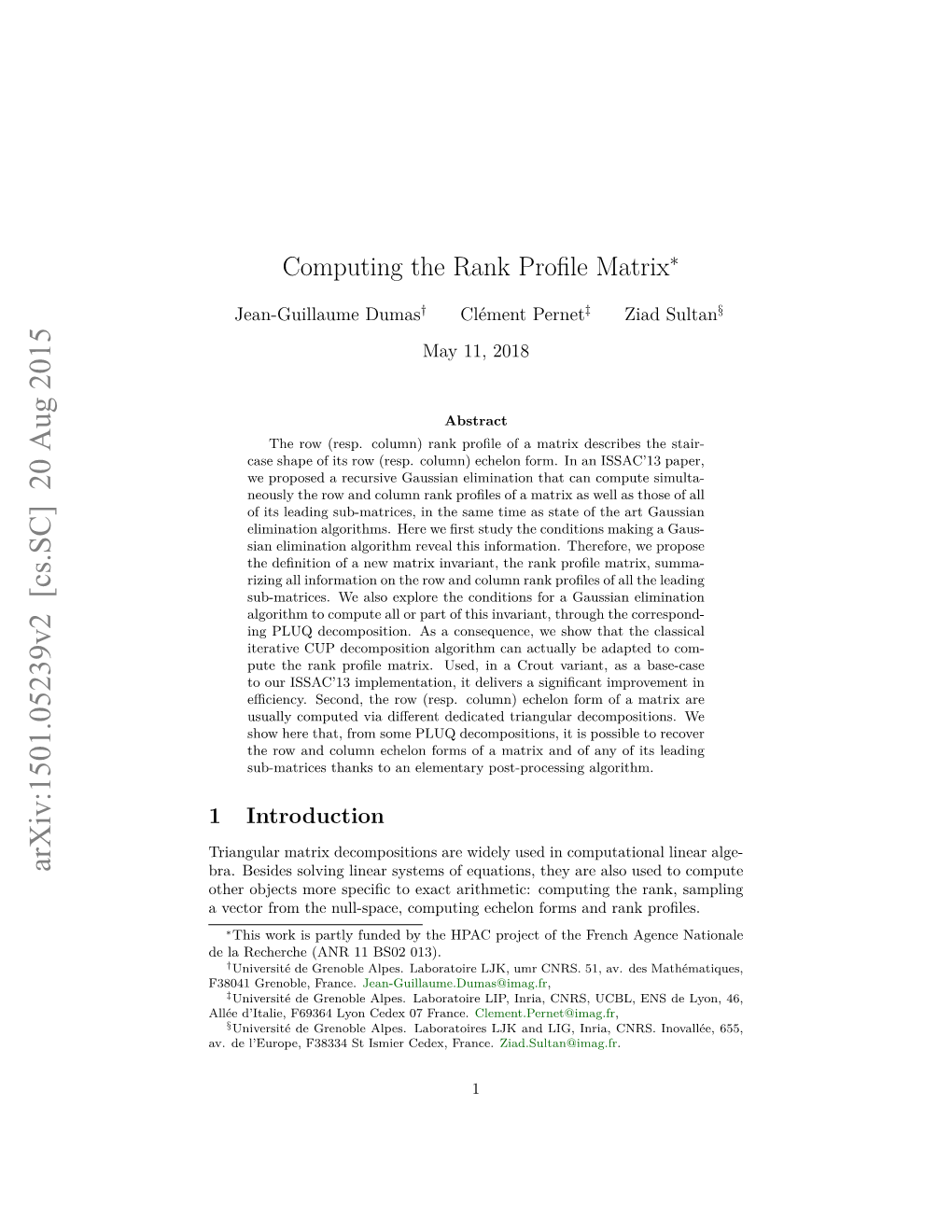 Computing the Rank Profile Matrix