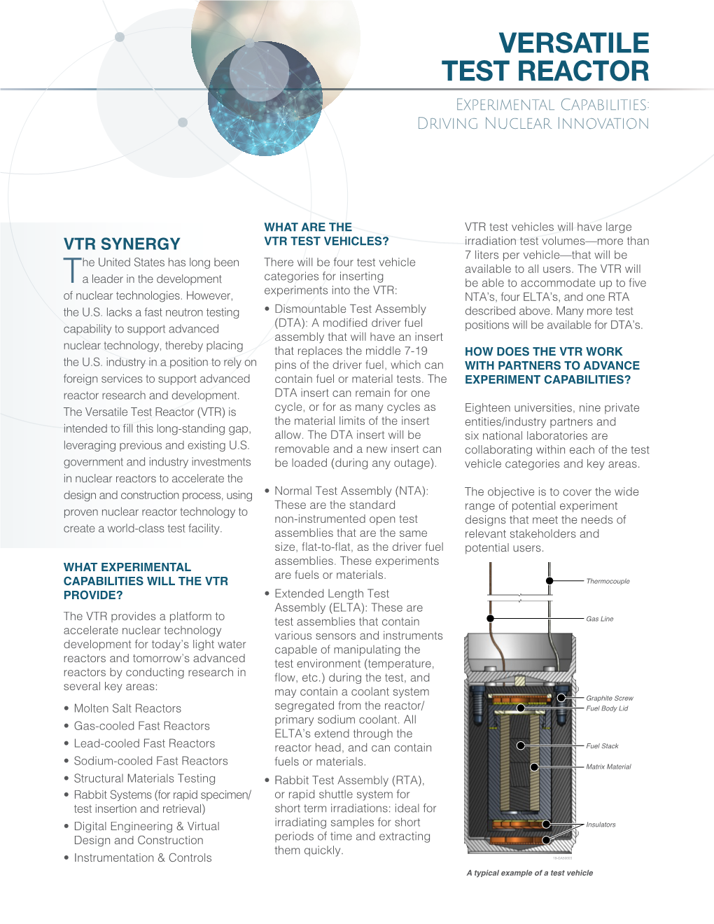 VERSATILE TEST REACTOR Experimental Capabilities: Driving Nuclear Innovation