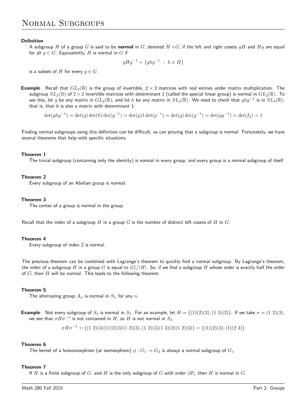 Normal Subgroups