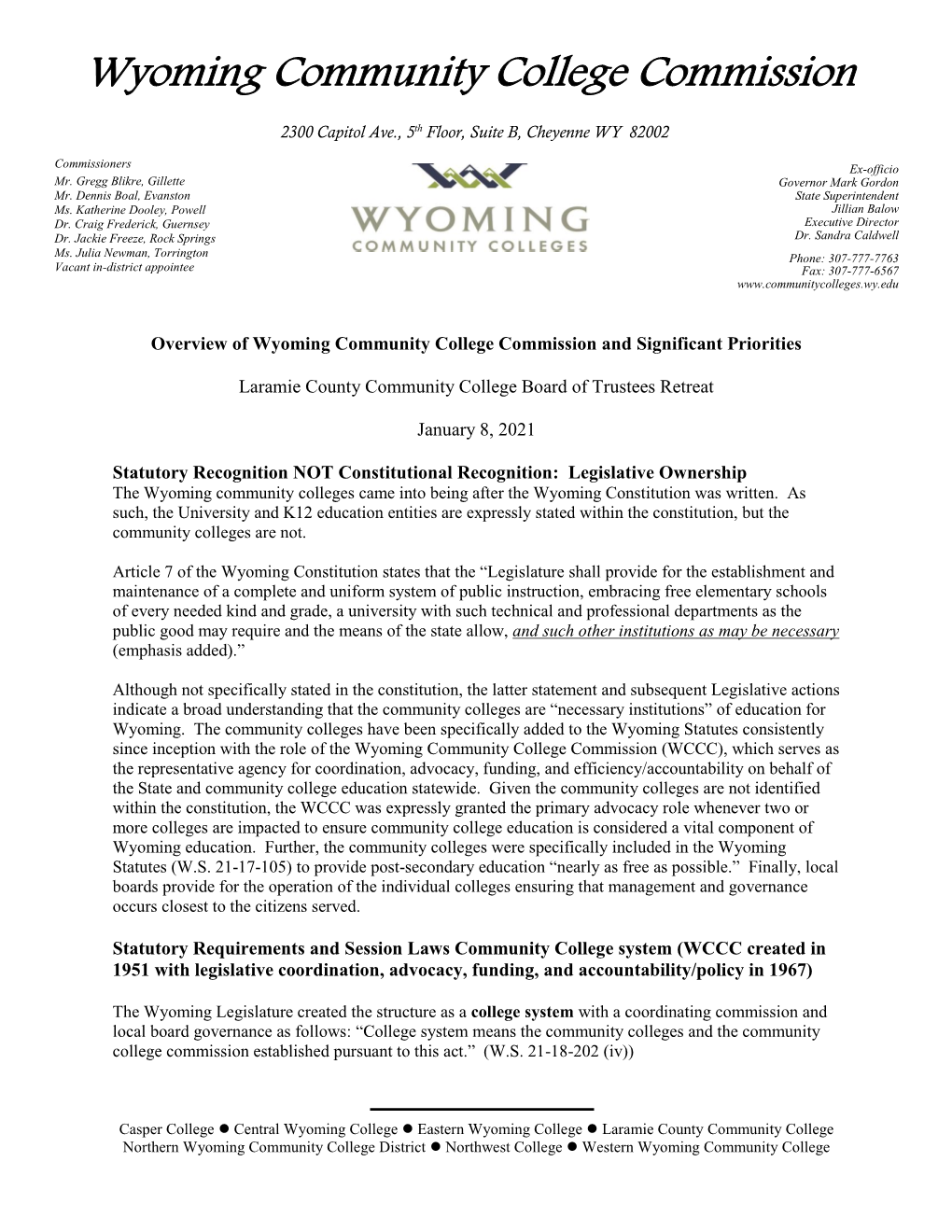 Wyoming Community College Commission