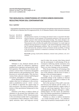 The Geological Conditioning of Hydrocarbon Emissions Resulting from Soil Contamination