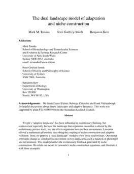 The Dual Landscape Model of Adaptation and Niche Construction