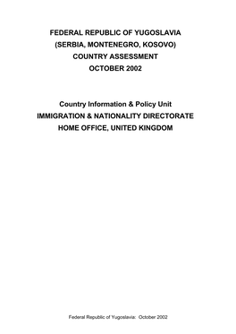 Country Assessment October 2002