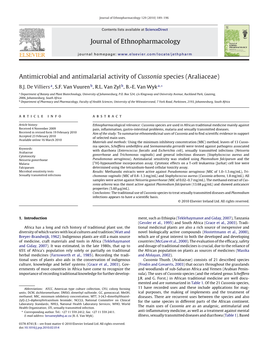 Antimicrobial and Antimalarial Activity of Cussonia Species (Araliaceae)