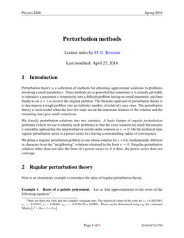 Perturbation Methods, Physics 2400