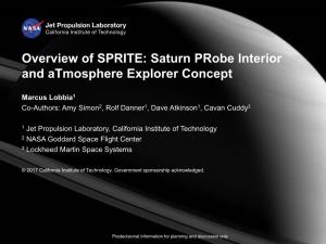 Overview of SPRITE: Saturn Probe Interior and Atmosphere Explorer Concept