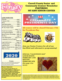 Carroll County Senior and Community Centers' Newsletter FEATURING