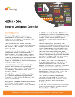 GEORGIA – CHINA Economic Development Connection