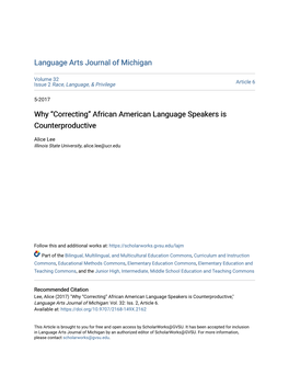 Why “Correcting” African American Language Speakers Is Counterproductive