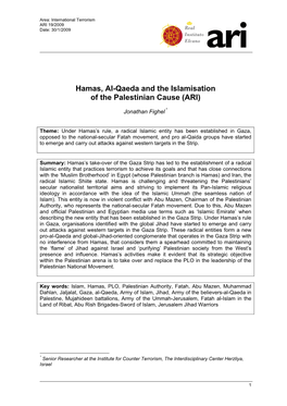 Hamas, Al-Qaeda and the Islamisation of the Palestinian Cause (ARI)