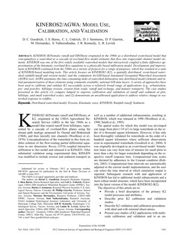 Kineros2/Agwa: Model Use, Calibration, and Validation