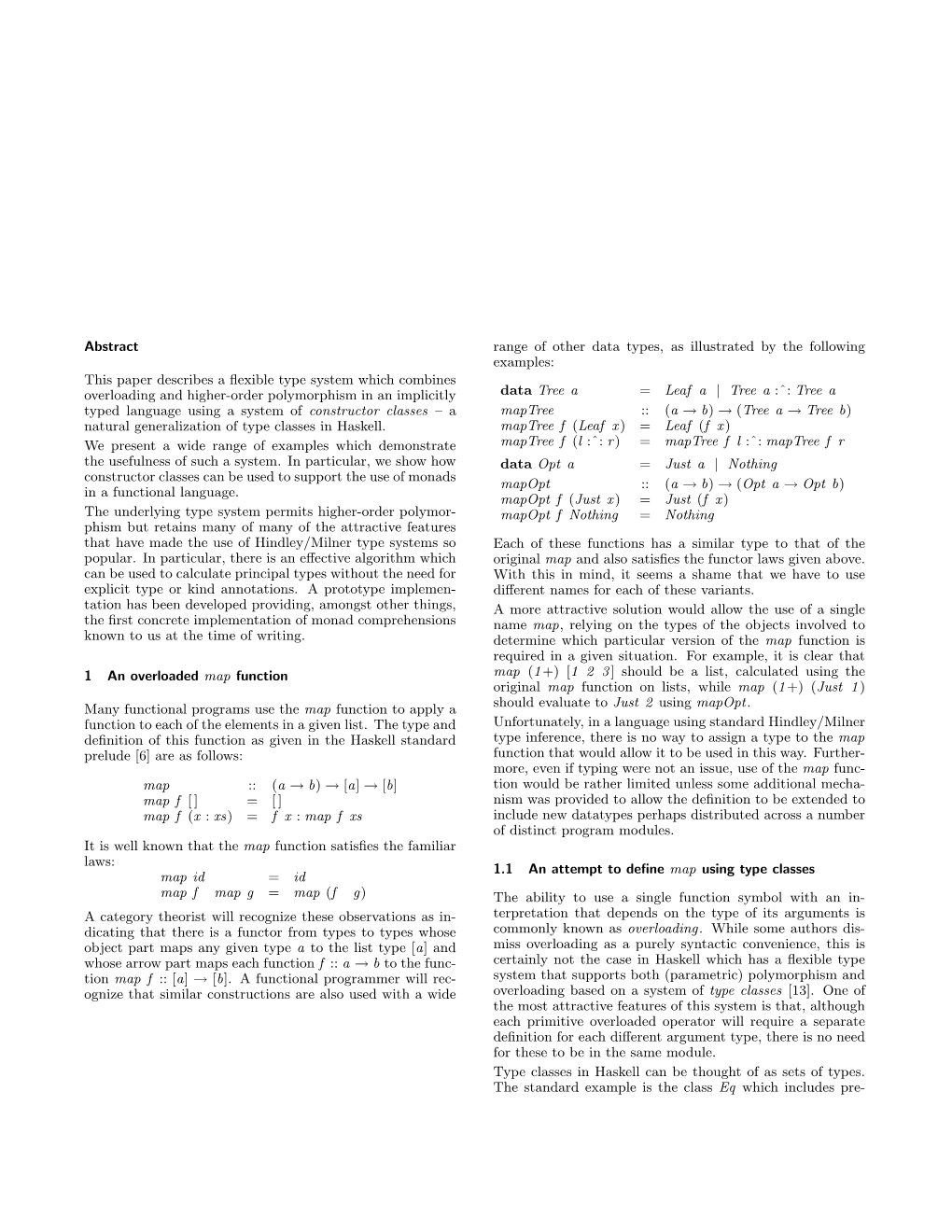 A System of Constructor Classes: Overloading and Implicit Higher-Order Polymorphism