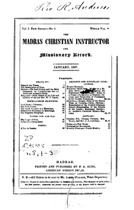 Madras Christian Instructor