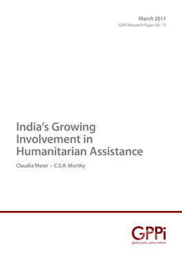 India's Growing Involvement in Humanitarian Assistance