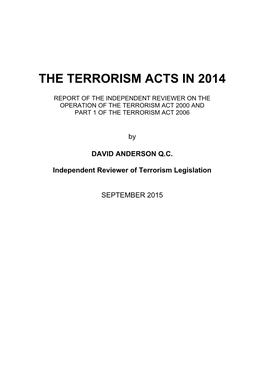 Review of the Terrorism Acts in 2014