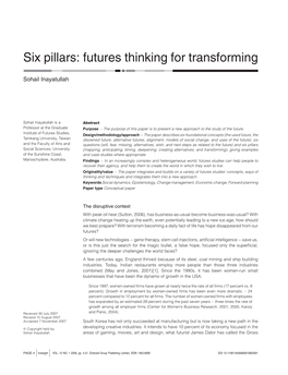 Sohail Inayatullah, 'Six Pillars: Futures Thinking for Transforming'