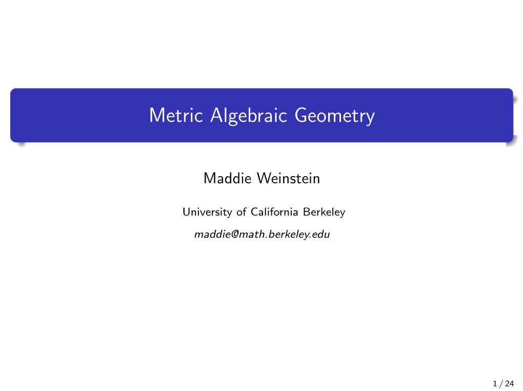 Metric Algebraic Geometry