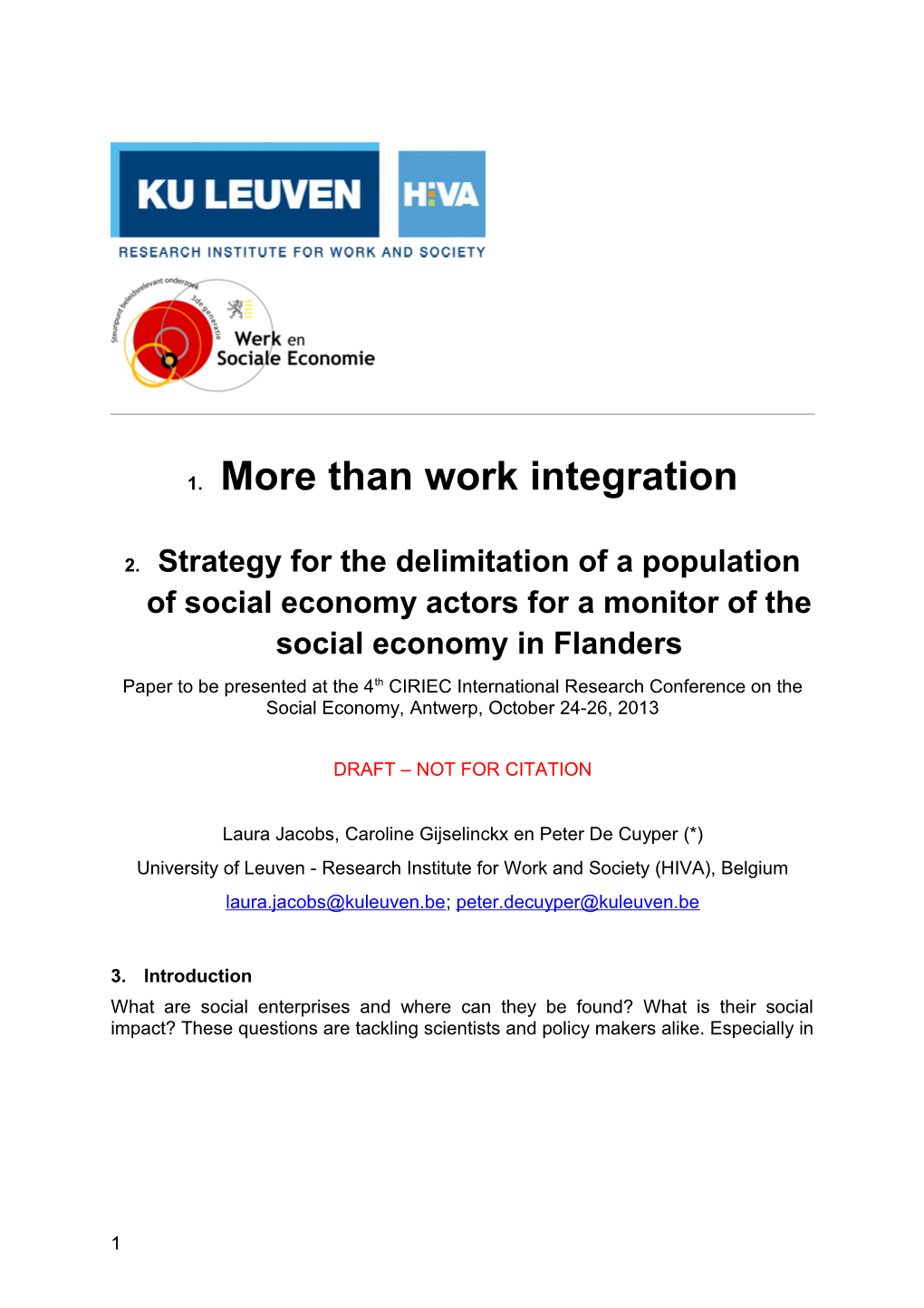 More Than Work Integration